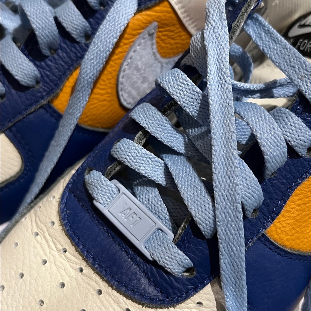 Men’s Custom Air Force 1 Sneakers in Blue, Orange and White Size 8.5 - Picture 3 of 8